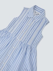 Reiss Blue/White Juliette 3-9 yrs Cotton Striped Lace-Trim Shirt Dress - Image 3 of 3
