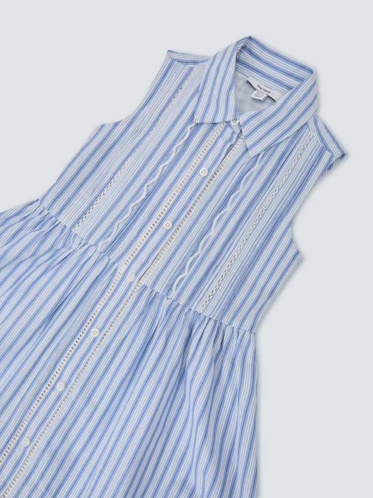 Reiss Blue/White Juliette 3-9 yrs Cotton Striped Lace-Trim Shirt Dress - Image 3 of 3