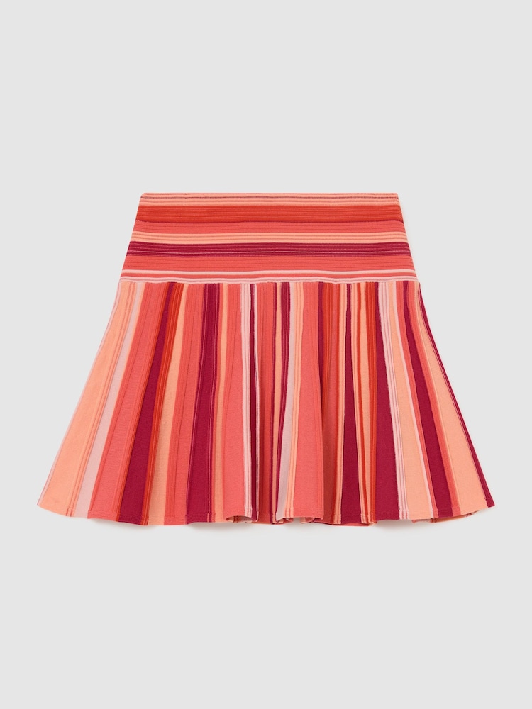 Reiss Red Milo 9-13 yrs Stripe-Knit Pleated Skirt - Image 2 of 3 Reiss Red Milo 9-13 yrs Stripe-Knit Pleated Skirt - Image 2 of 3