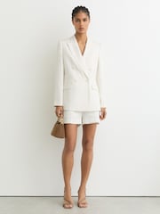 Reiss White Alyx Linen-Blend Tailored Shorts - Image 1 of 6