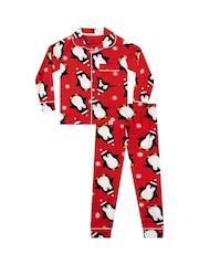 Harry Bear Red Christmas Button Up Penguin Pyjamas Set - Image 7 of 12