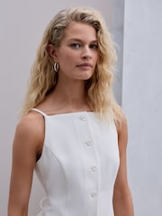 White Button Through Sleeveless Mini Dress - Image 5 of 5