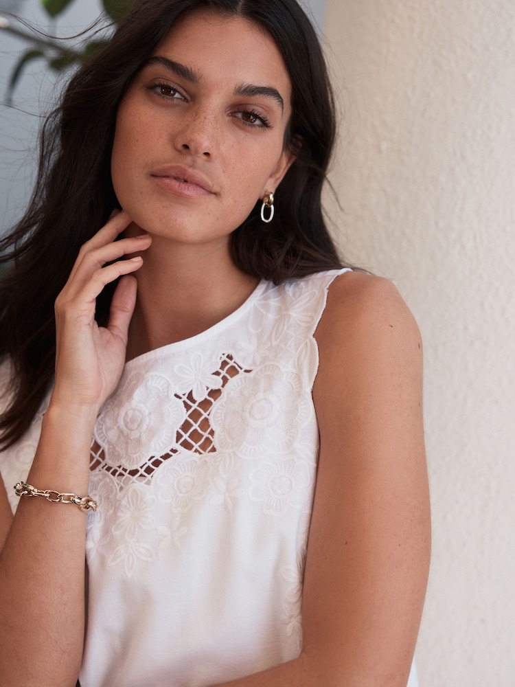 White 2 in 1 Cutwork Playsuit - Image 4 of 4 White 2 in 1 Cutwork Playsuit - Image 4 of 4