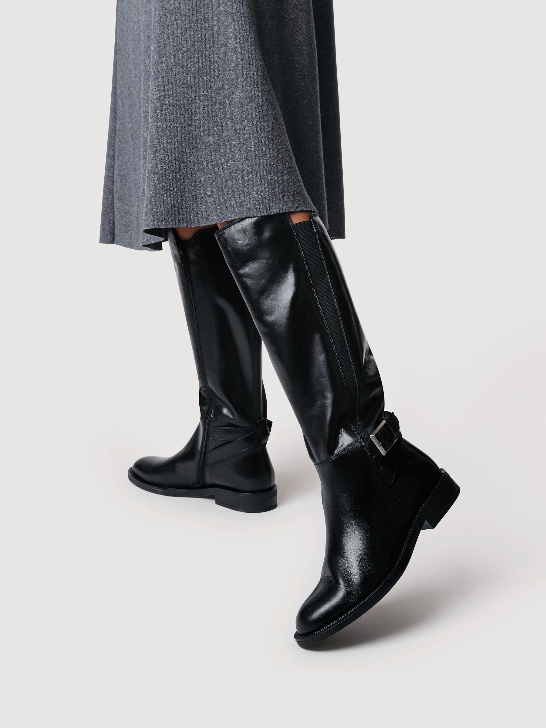 Jones Bootmaker Women's Black Danica Leather Long Boots
