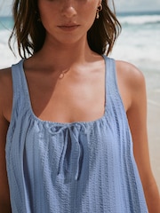 Cornflower Blue Sleeveless Jersey Mini Summer Dress - Image 4 of 7