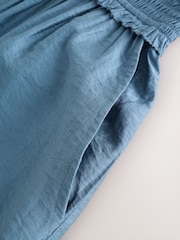 Navy Blue Bandeau Shirred Body Balloon Leg Jumpsuit - Image 6 of 8