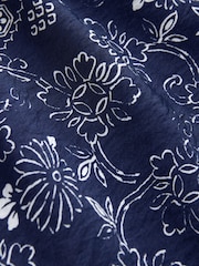 Blue/Ecru Bandana Print Square Neck Barrel Leg Jumpsuit - Image 8 of 9