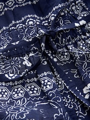 Blue/Ecru Bandana Print Square Neck Barrel Leg Jumpsuit - Image 9 of 9