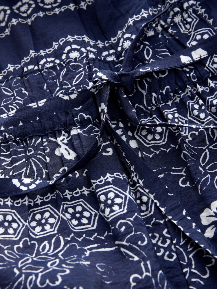 Blue/Ecru Bandana Print Square Neck Barrel Leg Jumpsuit - Image 9 of 9