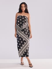 Monocromático com bolinhas - Bandeau Scarf Detail Midi Dress - Imagem 1 de 9