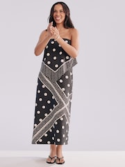 Monocromático com bolinhas - Bandeau Scarf Detail Midi Dress - Imagem 3 de 9