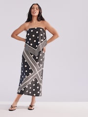 Monocromático com bolinhas - Bandeau Scarf Detail Midi Dress - Imagem 4 de 9