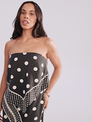 Monocromático com bolinhas - Bandeau Scarf Detail Midi Dress - Imagem 5 de 9