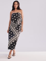 Monocromático com bolinhas - Bandeau Scarf Detail Midi Dress - Imagem 6 de 9