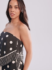 Monocromático com bolinhas - Bandeau Scarf Detail Midi Dress - Imagem 7 de 9