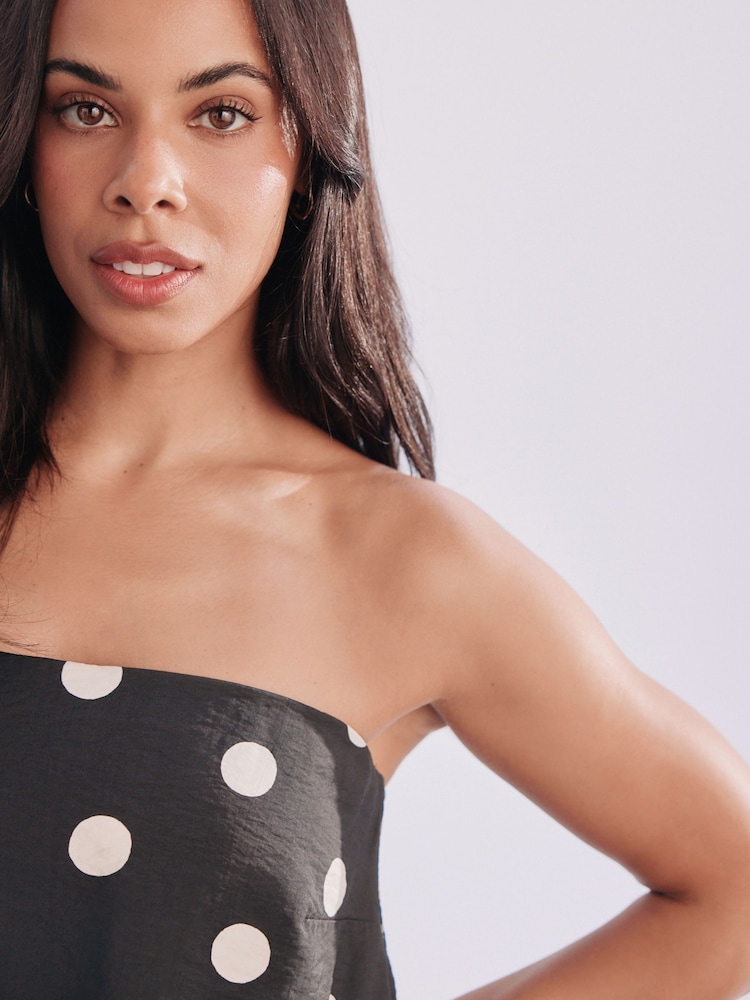 Monocromático com bolinhas - Bandeau Scarf Detail Midi Dress - Imagem 9 de 9
