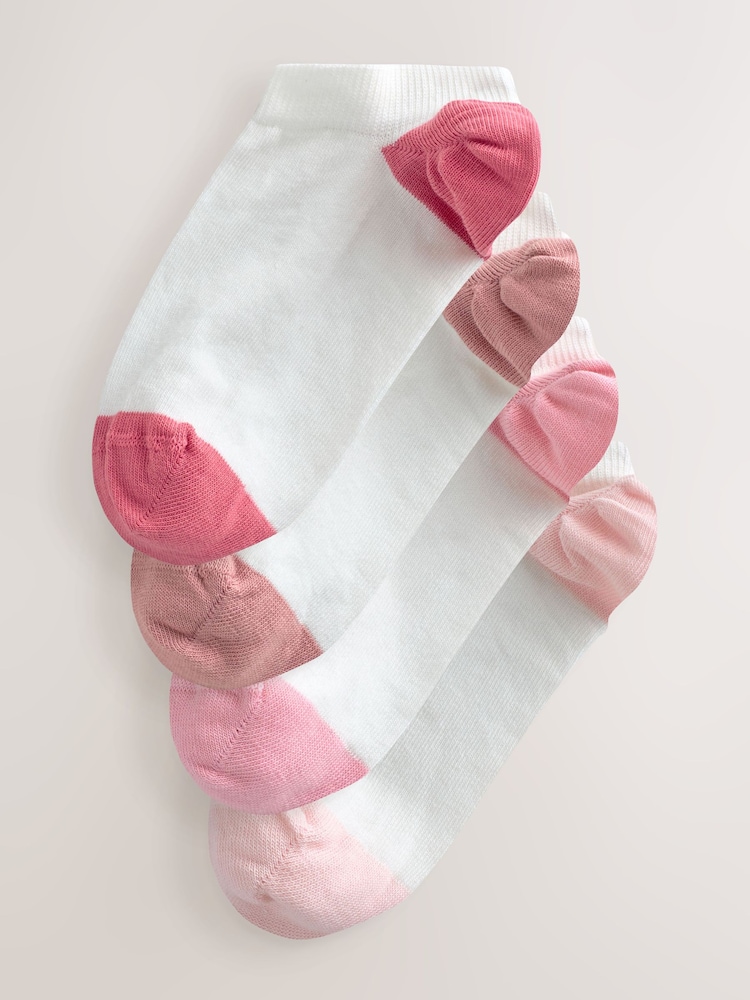 לבן/ורוד - Heel & Toe Detail Trainer Socks 4 Pack - תמונה 1 מתוך 7 לבן/ורוד - Heel & Toe Detail Trainer Socks 4 Pack - תמונה 1 מתוך 7