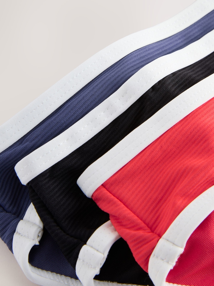 Red/Blue/Black RIb Rib High Leg Bikini Bottoms 3 Pack - Image 10 of 10