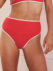 Red/Blue/Black RIb Rib High Leg Bikini Bottoms 3 Pack - Image 2 of 10