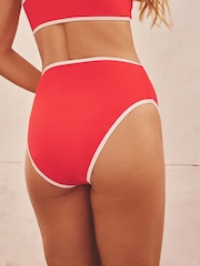 Red/Blue/Black RIb Rib High Leg Bikini Bottoms 3 Pack - Image 4 of 10