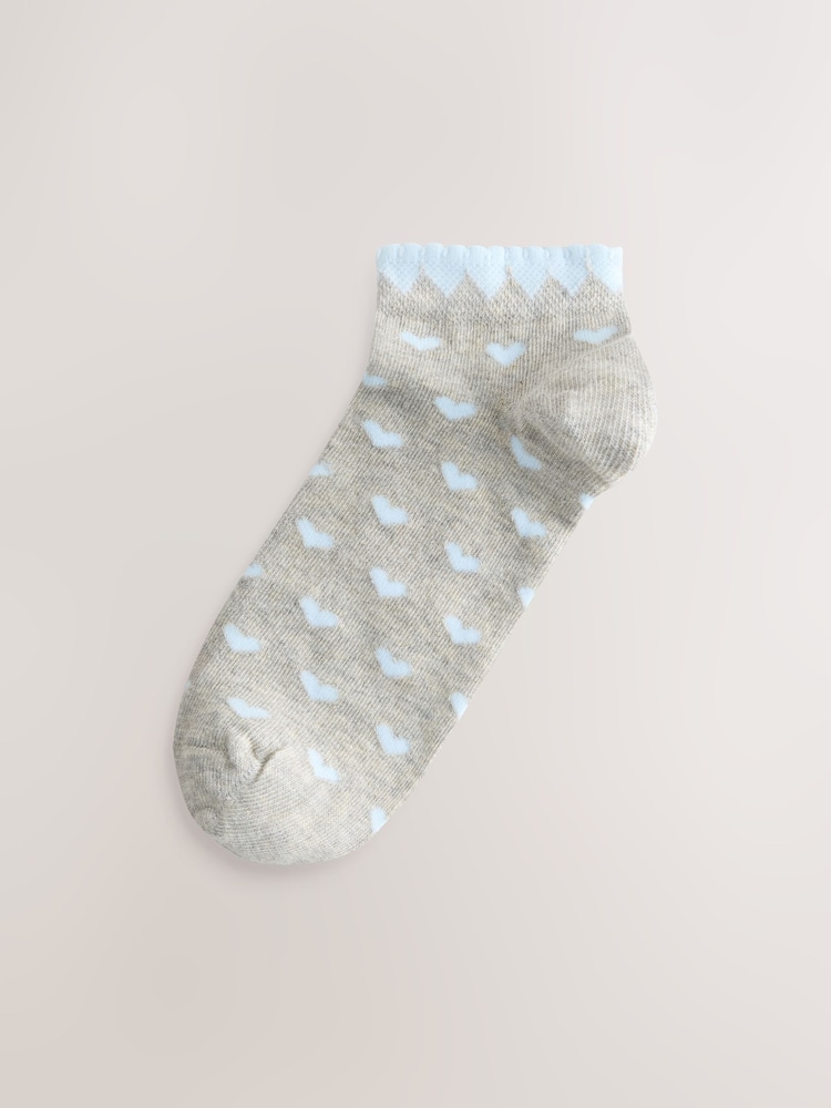 Multicolour Heart Pattern Grey Trainer Socks 4 Pack - Image 2 of 7