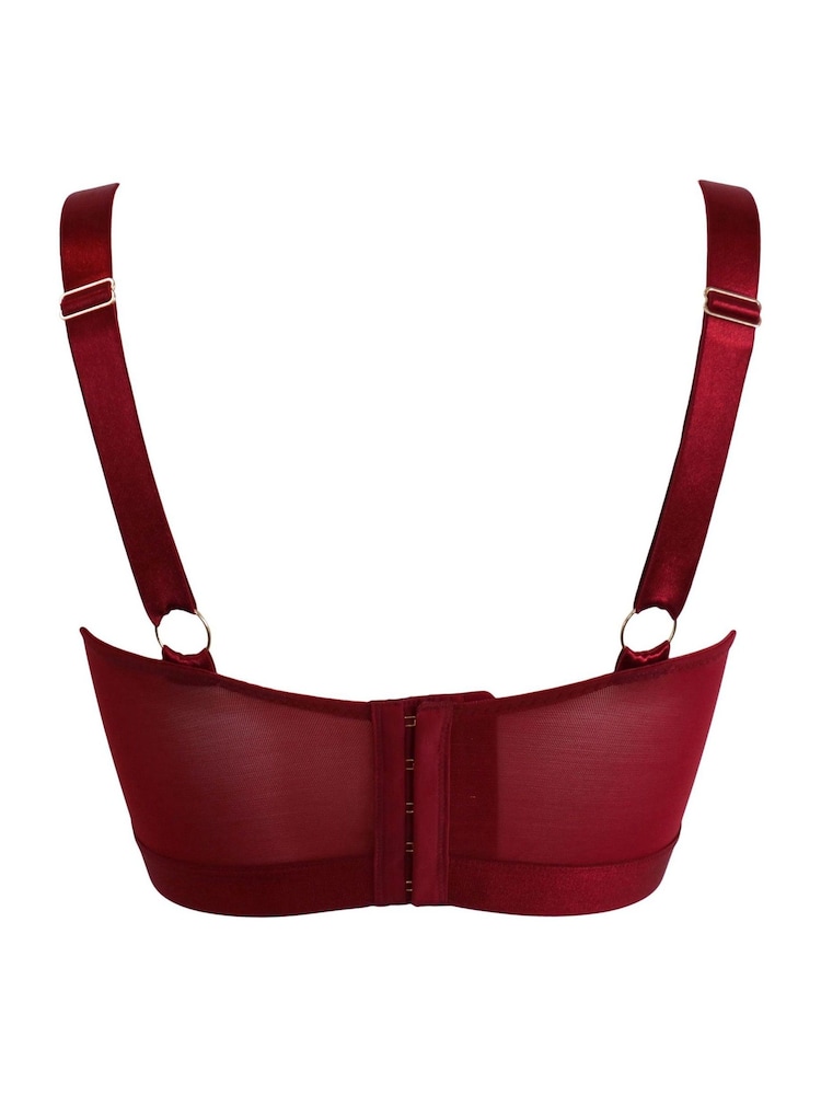 Pour Moi Red Non Padded India Embroidery Underwired Bustier Bra - Image 4 of 4 Pour Moi Red Non Padded India Embroidery Underwired Bustier Bra - Image 4 of 4