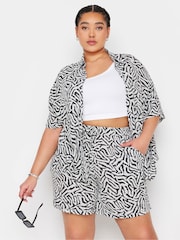Yours Curve Black LIMITED COLLECTION Curve Black Zebra Print Crinkle Shorts - Image 1 of 5