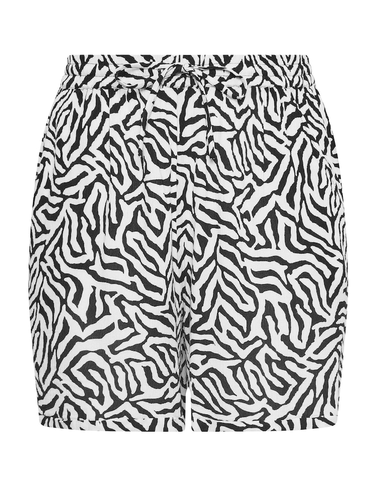 Yours Curve Black LIMITED COLLECTION Curve Black Zebra Print Crinkle Shorts - Image 5 of 5