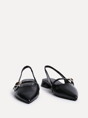 Linzi Black Align Pointed Toe Ballet Flats With Buckle Detail - Image 2 of 5