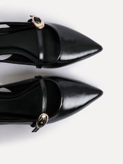 Linzi Black Align Pointed Toe Ballet Flats With Buckle Detail - Image 4 of 5