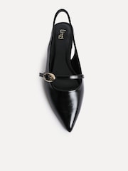 Linzi Black Align Pointed Toe Ballet Flats With Buckle Detail - Image 5 of 5