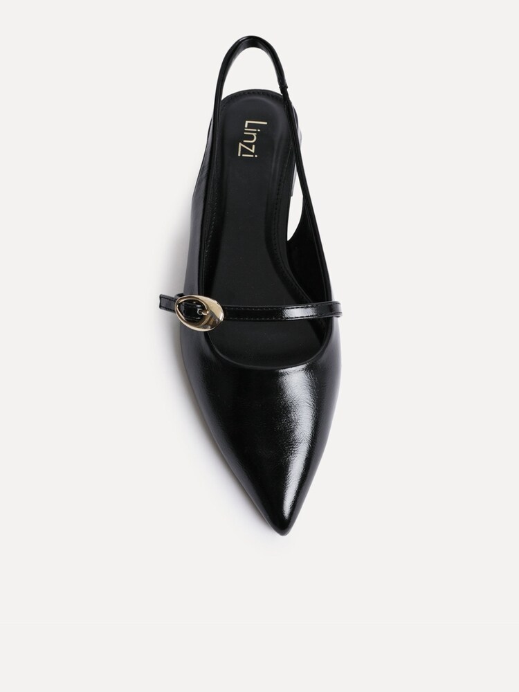 Linzi Black Align Pointed Toe Ballet Flats With Buckle Detail - Image 5 of 5