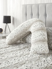 Downland Grey V-Shape Snow Leopard Print Pillow - Image 1 of 5