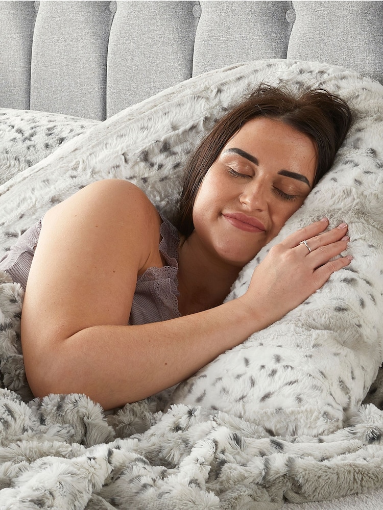 Downland Grey V-Shape Snow Leopard Print Pillow - Image 2 of 5 Downland Grey V-Shape Snow Leopard Print Pillow - Image 2 of 5