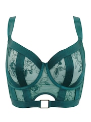 Pour Moi Green India Embroidery Underwired Bustier Bra - Image 3 of 4
