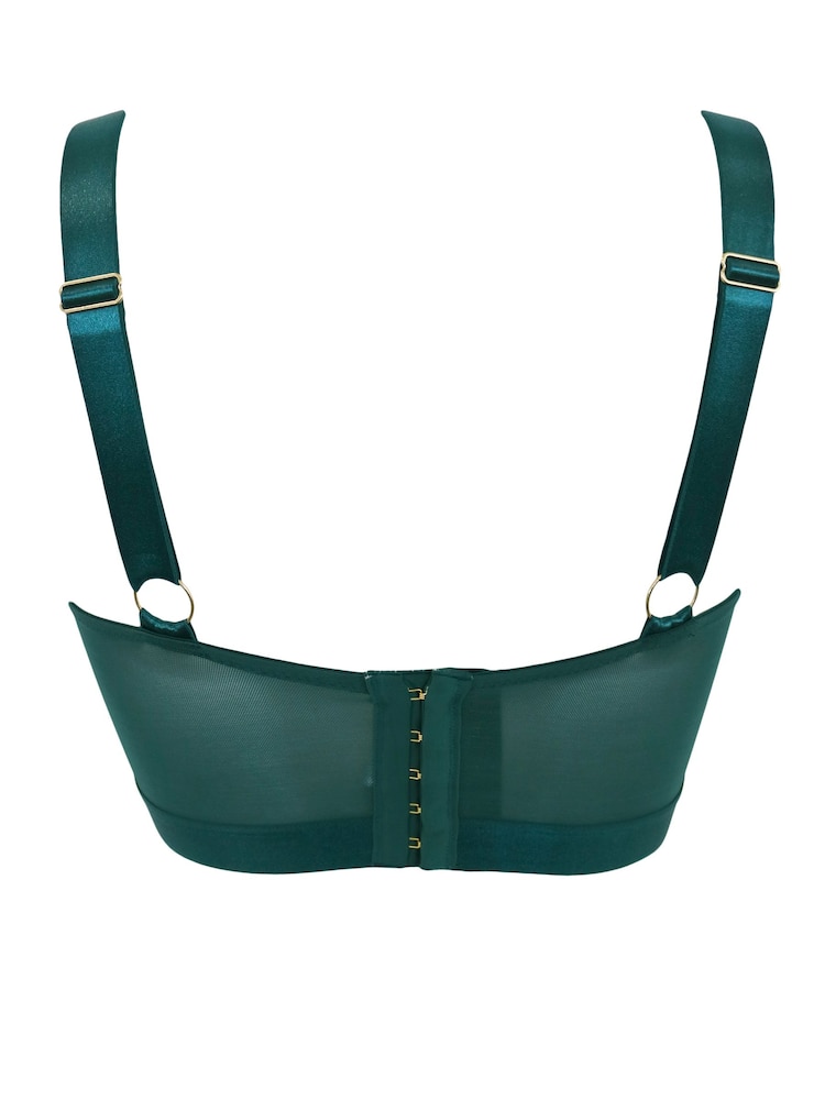Pour Moi Green Non Padded India Embroidery Underwired Bustier Bra - Image 5 of 5 Pour Moi Green Non Padded India Embroidery Underwired Bustier Bra - Image 5 of 5