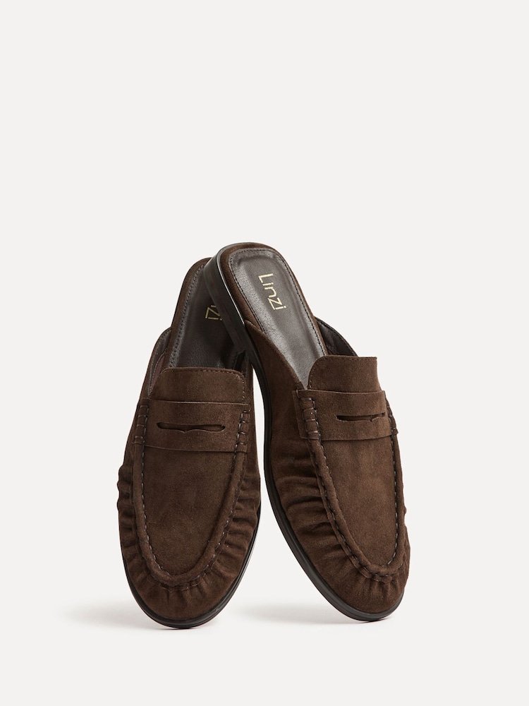 Linzi Brown Intro Ruched Slip On Mules - Image 6 of 6