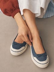 دنيم - Forever Comfort® Canvas Ballet Flats - Image 1 of 10