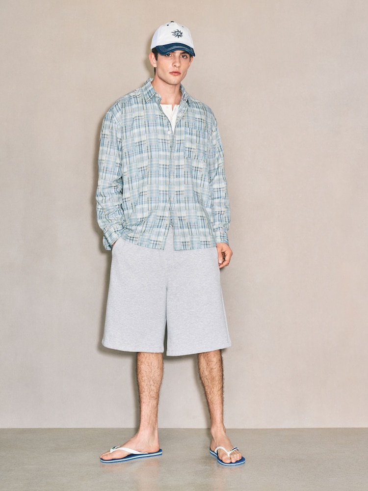 Blue Patchwork Check Long Sleeve Shirt - Image 2 of 14