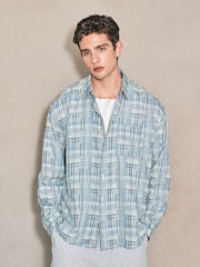 Blue Patchwork Check Long Sleeve Shirt - Image 3 of 14