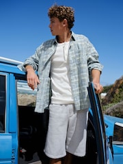 Blue Patchwork Check Long Sleeve Shirt - Image 7 of 14