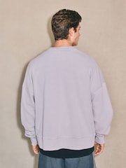 Light Purple EDIT Graphic Waffle Texture Crew Neck Sweatshirt - Image 4 of 8