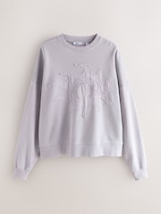 Light Purple EDIT Graphic Waffle Texture Crew Neck Sweatshirt - Image 6 of 8
