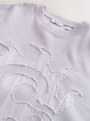 Light Purple EDIT Graphic Waffle Texture Crew Neck Sweatshirt - Image 8 of 8