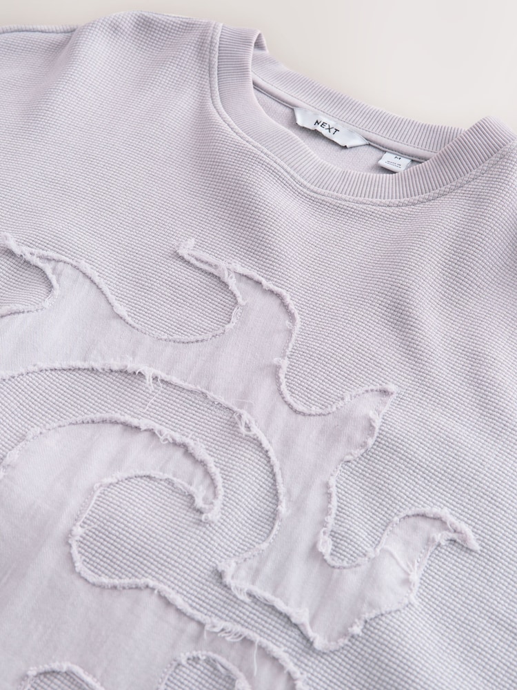 Light Purple EDIT Graphic Waffle Texture Crew Neck Sweatshirt - Image 8 of 8 Light Purple EDIT Graphic Waffle Texture Crew Neck Sweatshirt - Image 8 of 8