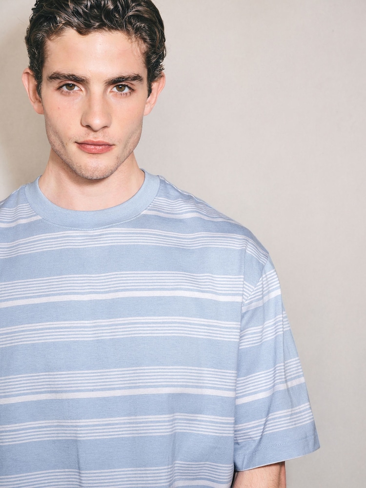 Blue Horizontal Striped Edit T-Shirt - Image 1 of 7