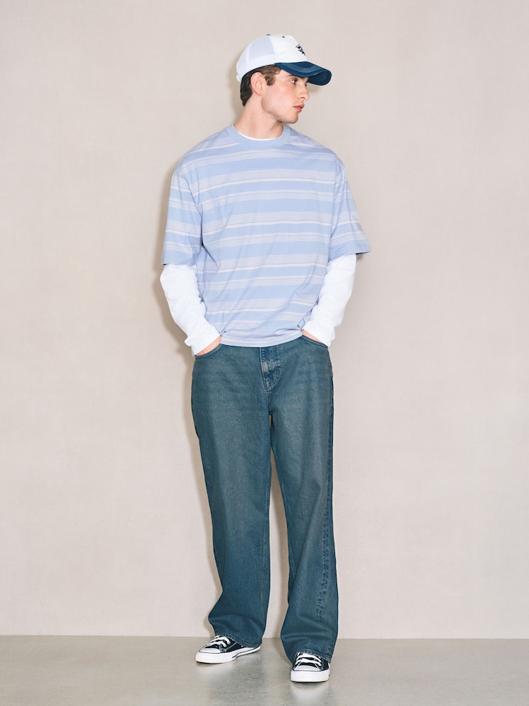 Blue Horizontal Striped Edit T-Shirt - Image 2 of 7
