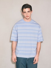 Blue Horizontal Striped Edit T-Shirt - Image 4 of 7