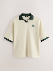 White EDIT Contrast Collar Trophy Neck Polo Shirt - Image 11 of 13