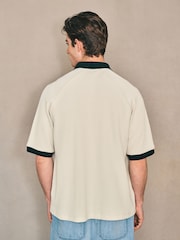 White EDIT Contrast Collar Trophy Neck Polo Shirt - Image 3 of 13